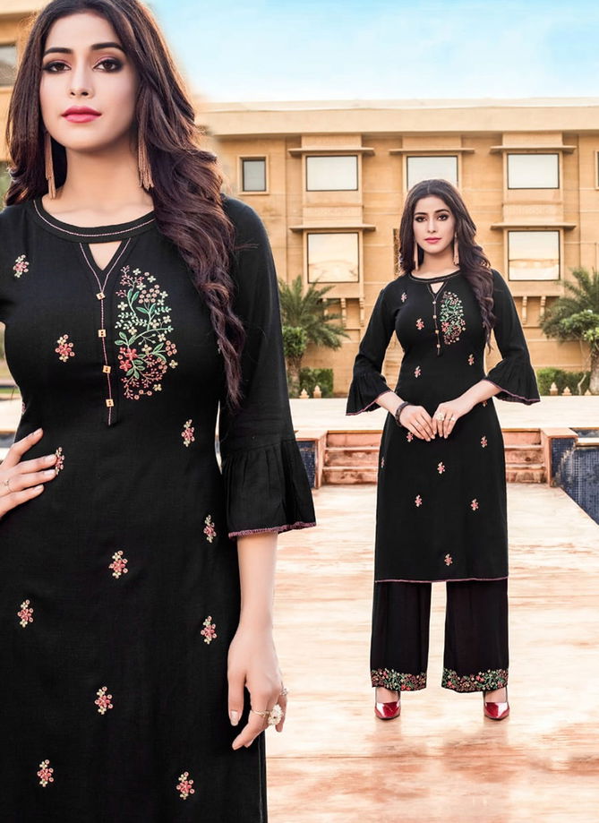 Chemistry Rayon Designer Embroidered Party Wear Plazzo Kurti Collection 4001-4007